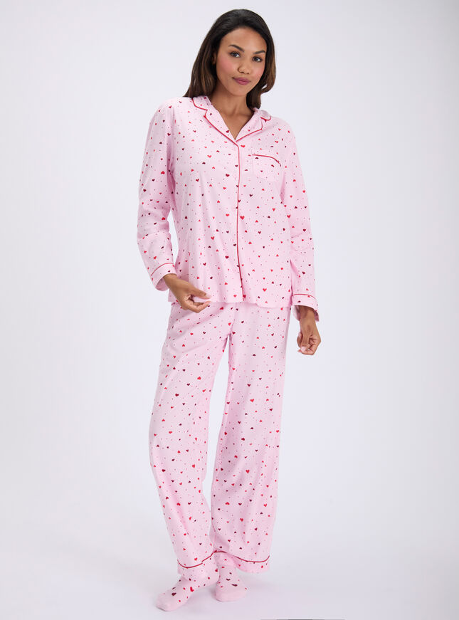 Ditsy heart fleece pyjamas in a bag