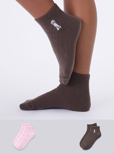 2 pack Dalmatian knitted trainer socks