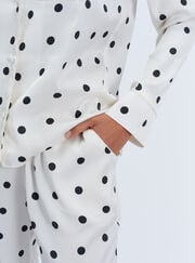 Polka dot satin long pyjama set