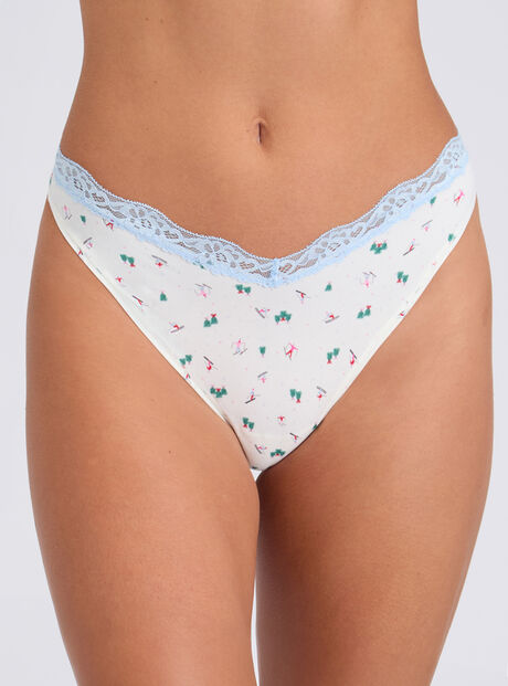 Kaye skiers high leg thong