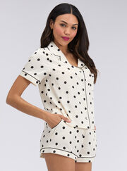 Large polka dot satin short pyjama set