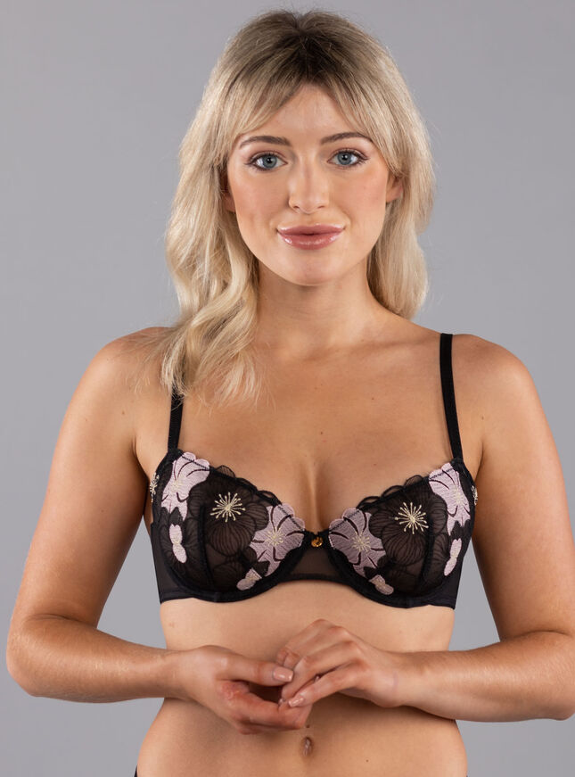 Poppy embroidery balconette bra