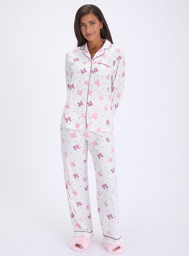 Multi bows fleece pyjamas in a bag