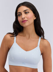 Nursing ribbed bow embroidered bralette