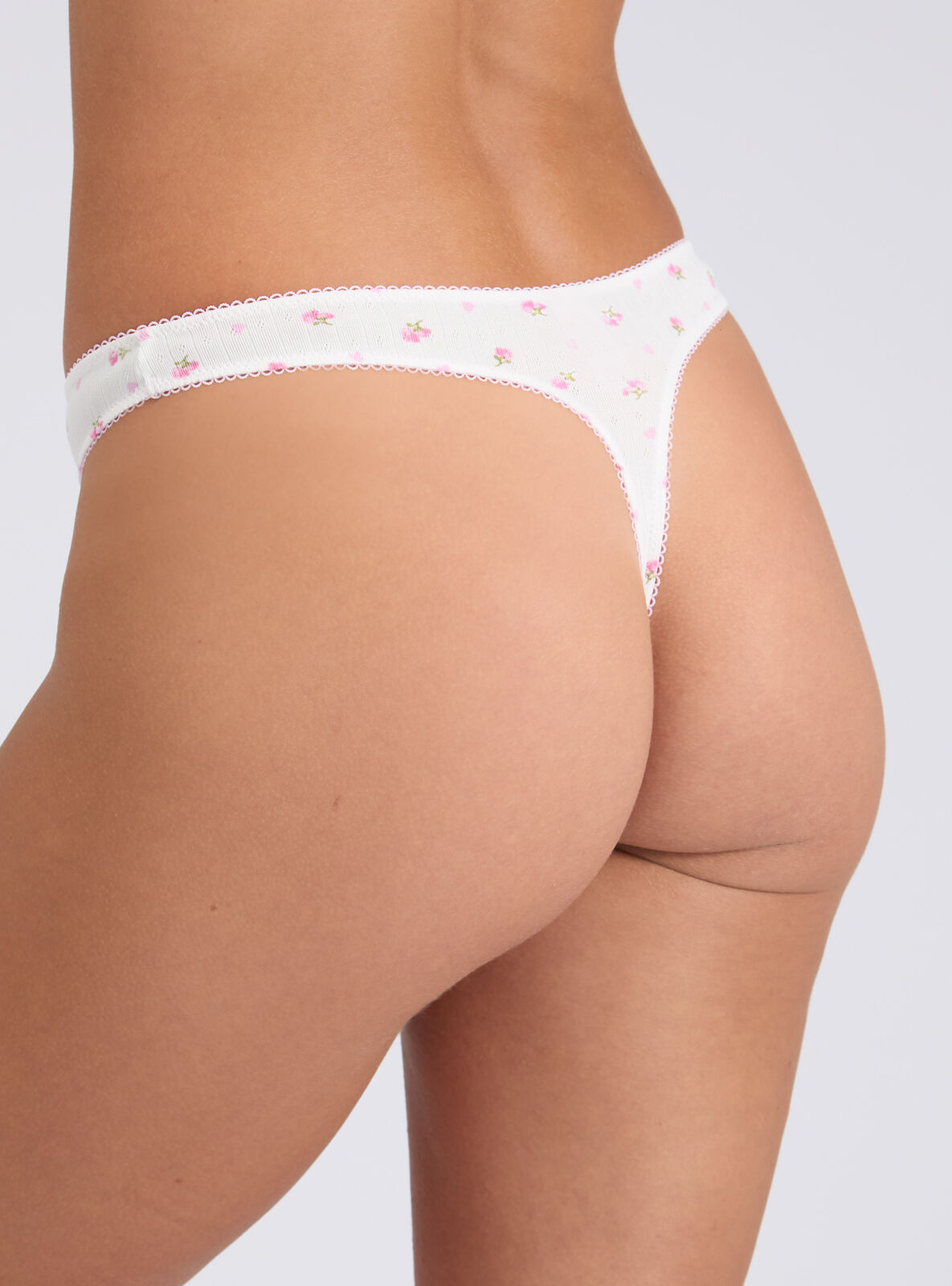 Boux Avenue Rosie pointelle floral thong - Ivory Mix - 10