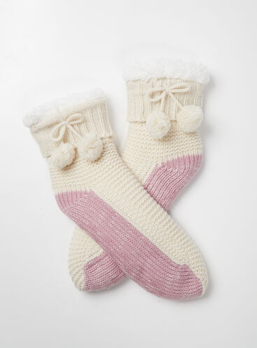 Chunky pearl knit slipper socks