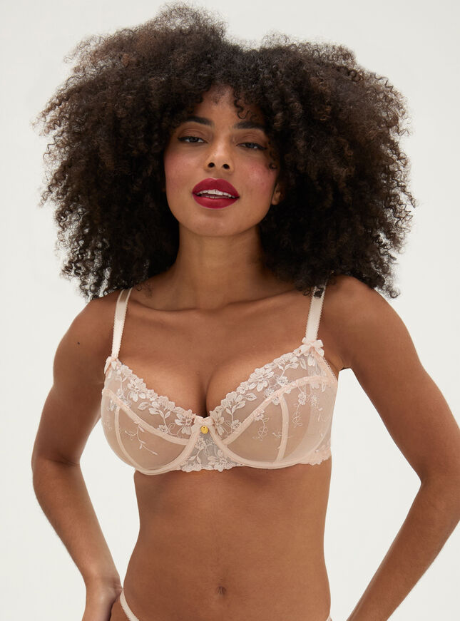 Annabella sheer balconette bra