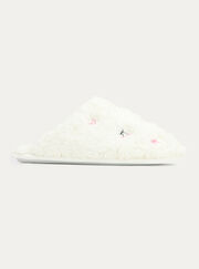 Bow & cherry teddy fleece mule slippers