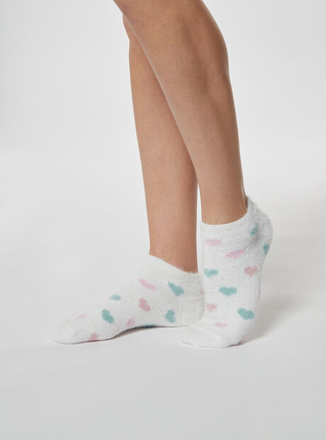 2 pack heart cosy trainer socks