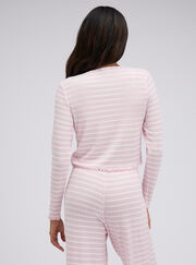 Striped pointelle long pyjama set