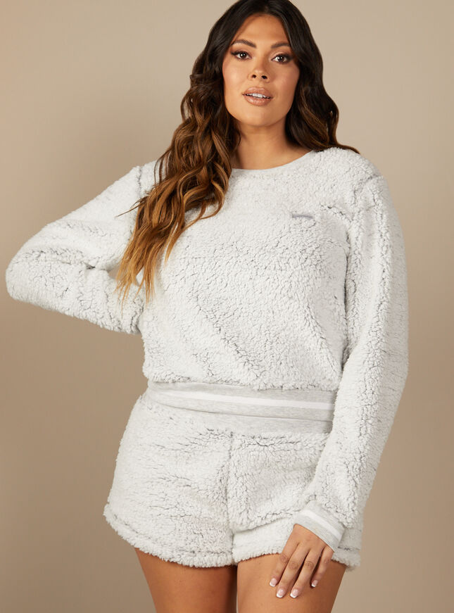 Borg sweatshirt top and shorts set