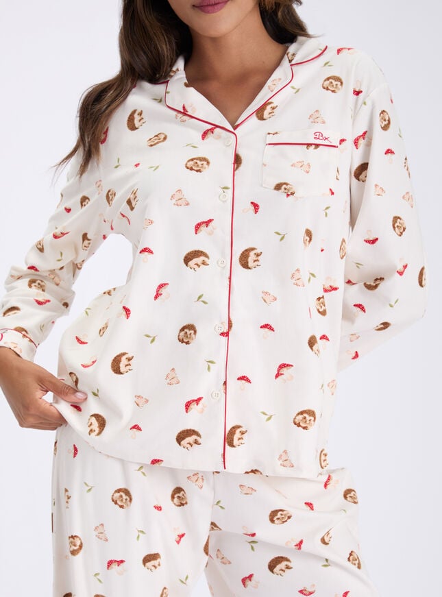 Hedgehog garden fleece pyjamas in a bag