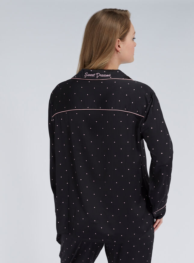 Oversized heart satin pyjama set