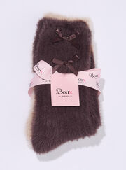 2 pack bow fluffy ribbed socks