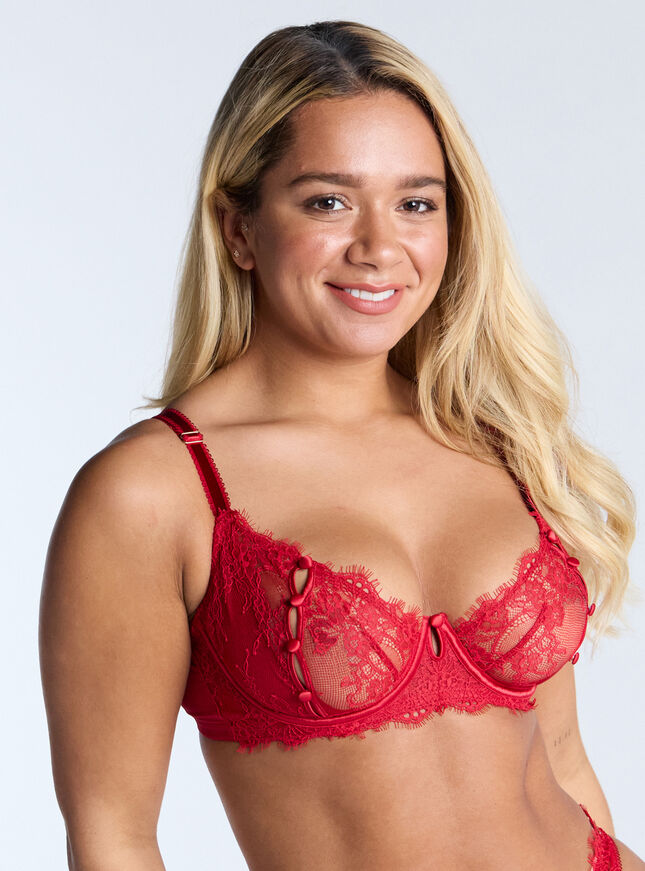Aisha sheer peephole balconette bra
