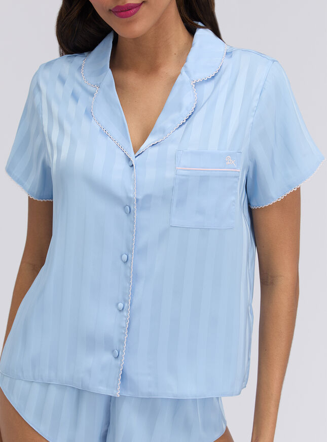 Striped satin short pyjama set