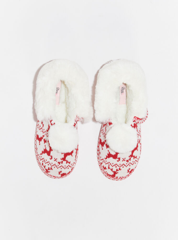 Knitted fairisle mule slippers | Ivory Mix | Boux Avenue UK
