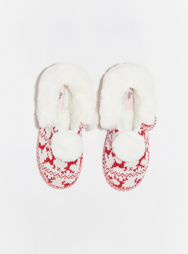 Knitted fairisle mule slippers