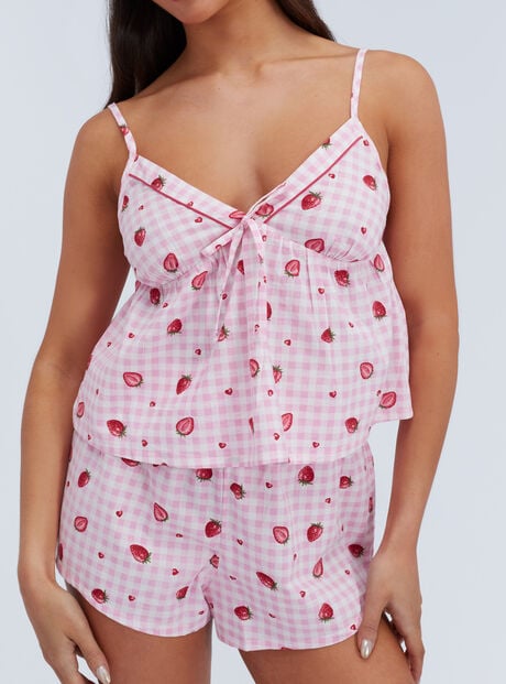 Strawberry cotton cami set