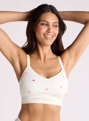 Nursing ribbed seamless heart embroidered bralette
