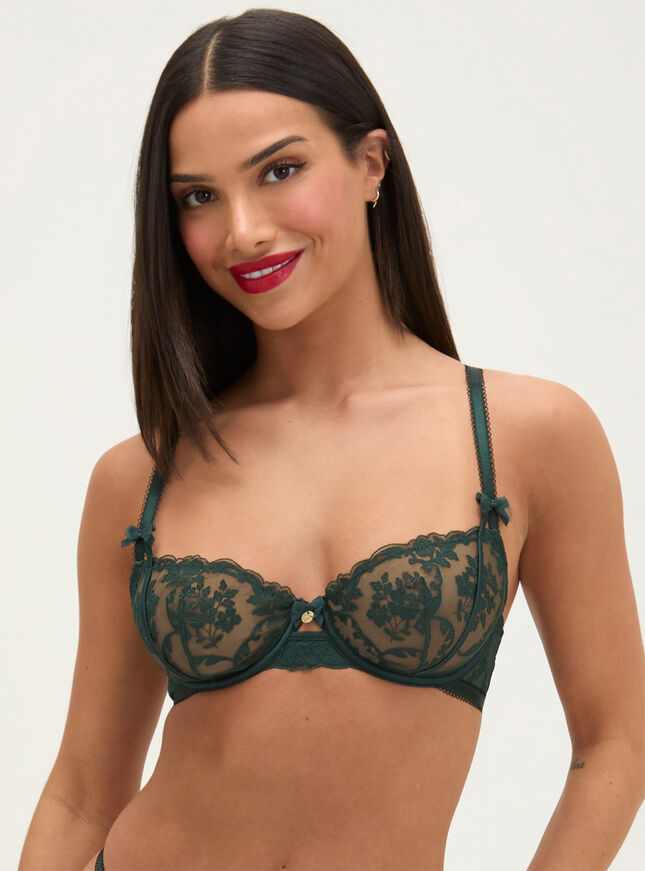 Zoe sheer embroidered balconette bra