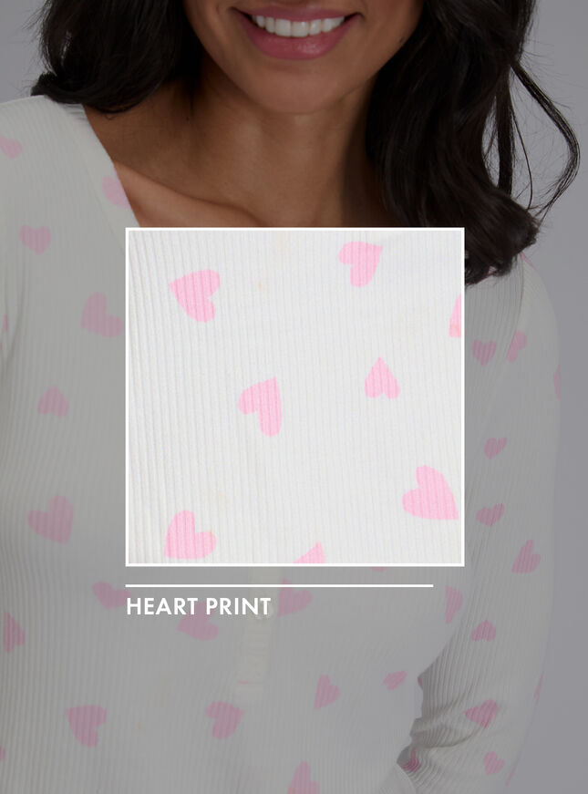 Ribbed heart henley pyjama set