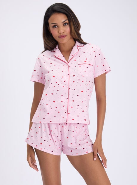 Ditsy heart fleece pyjama shorties in a bag