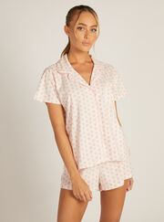 Heart fleece short pyjamas in a bag