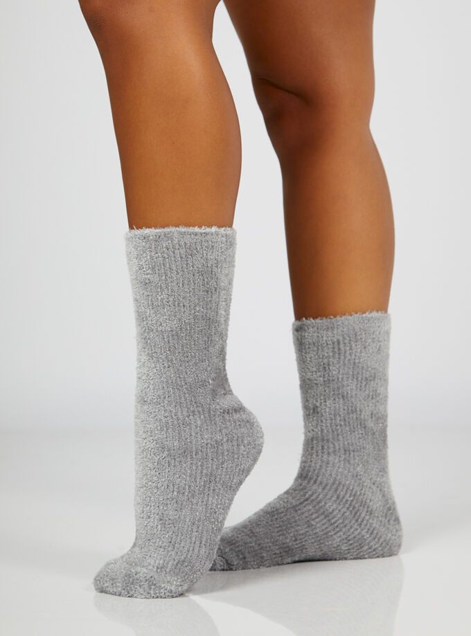 Velvet fleece socks | Grey | Boux Avenue UK