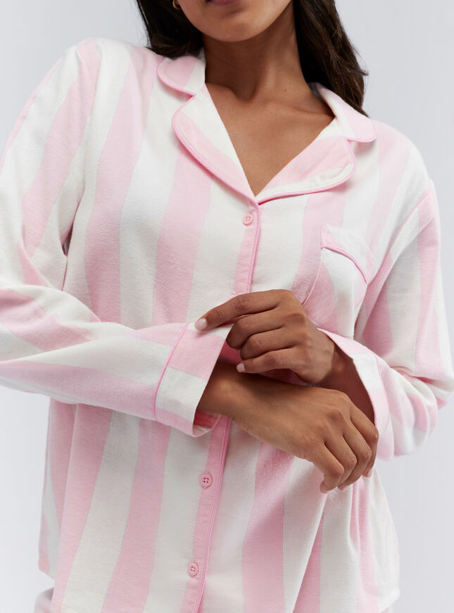 Wide stripe cotton pyjamas in a bag