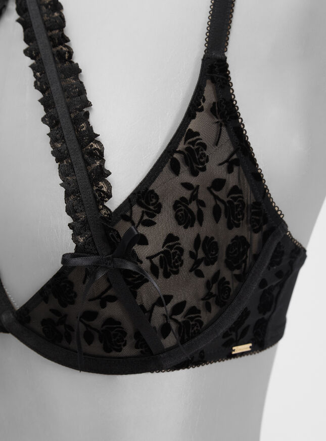 Calista velvet floral plunge bra