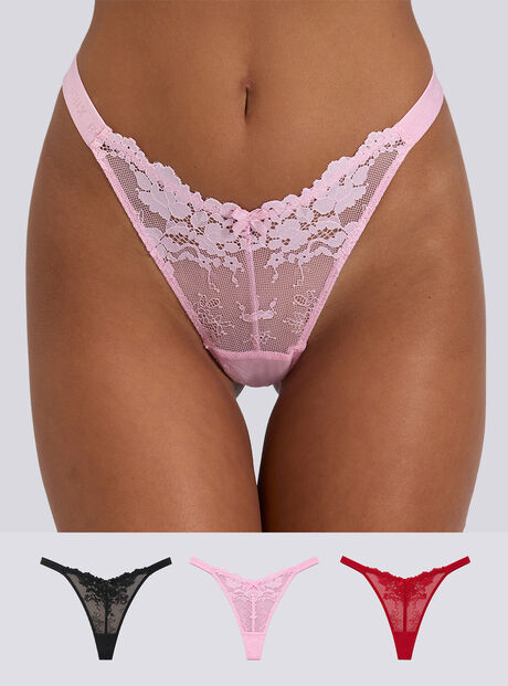3 pack Fran lace thongs
