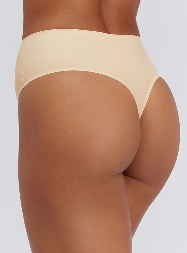 Seamless microfibre high waist thong