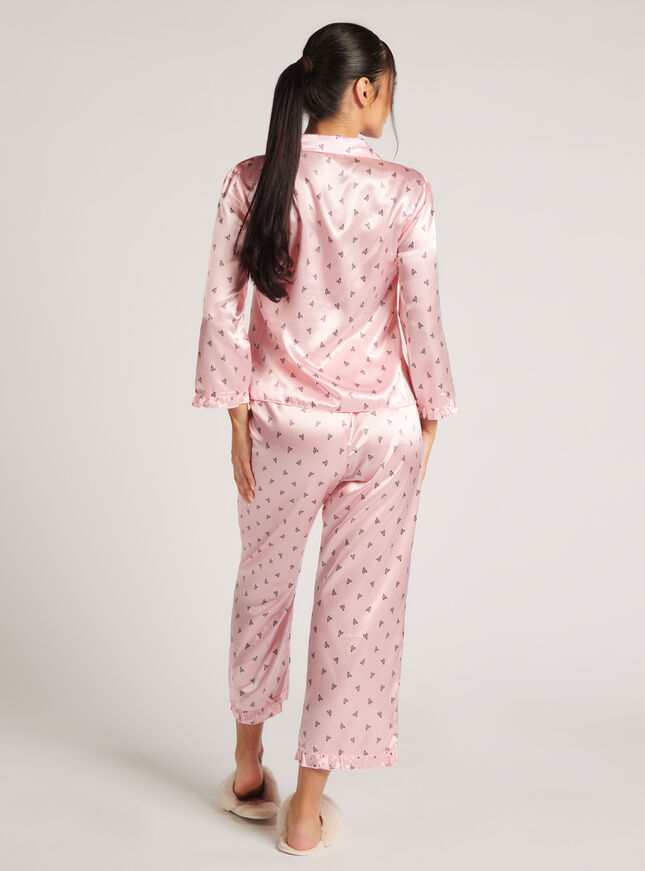 Heart print satin pyjama set