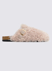 Teddy fleece clog mule slippers