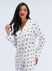 Polka dot satin long pyjama set