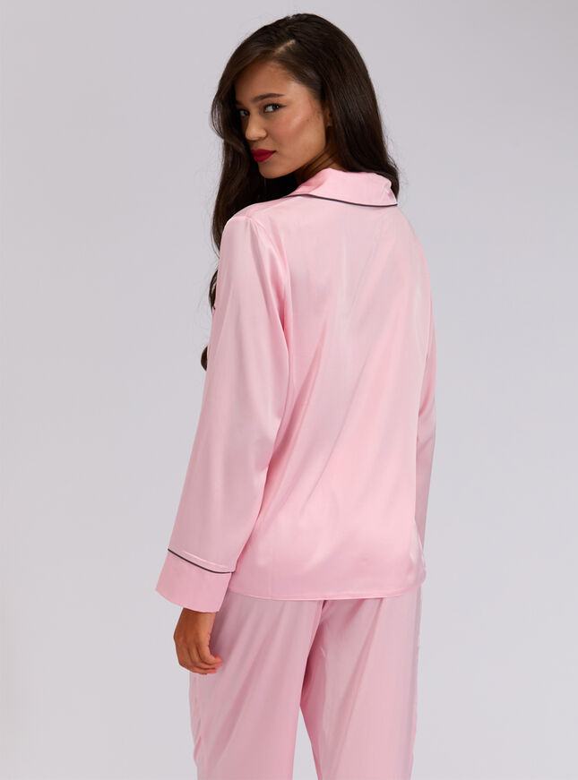 Luxe satin long-sleeved pyjama top