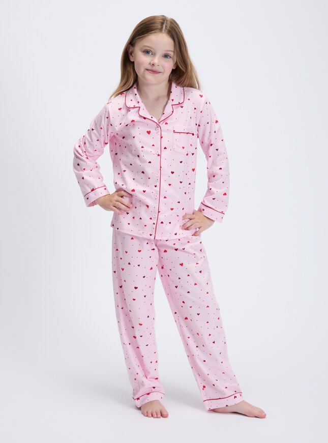 Kids' ditsy heart fleece pyjamas in a bag