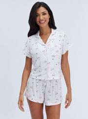 Polka dot cherry modal pyjama set
