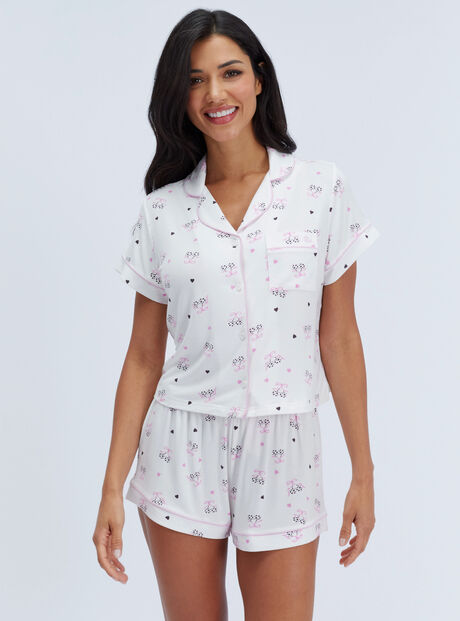 Polka dot cherry modal pyjama set