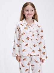 Kids' playful cat fleece pyjamas in a bag