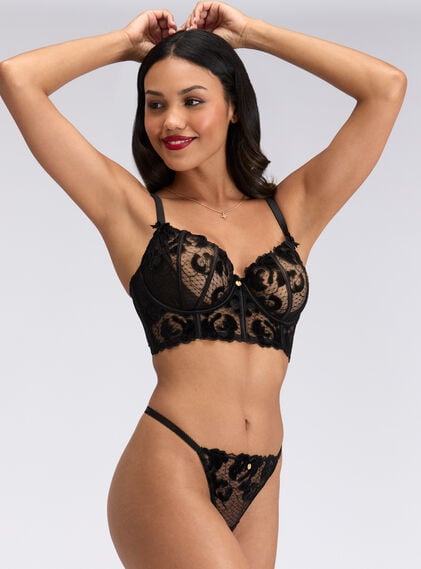 Rosetta embroidered longline bra