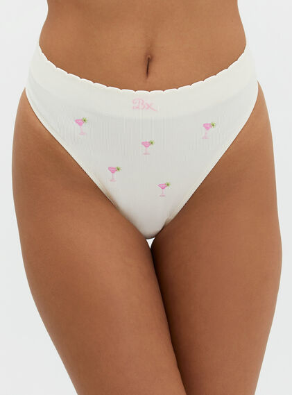 Cocktail embroidered seamless thong