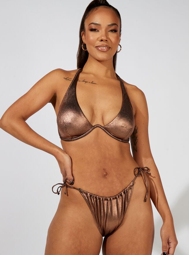 Ibiza bronze halter neck bikini top