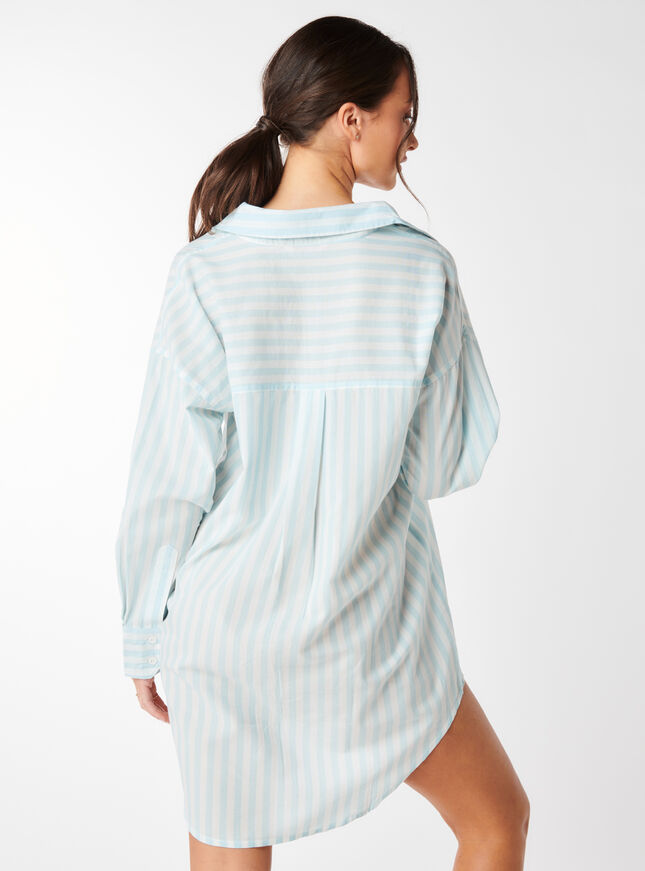 Blue stripe cotton nightshirt 