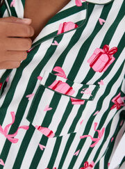 Present stripe fleece pyjamas in a bag