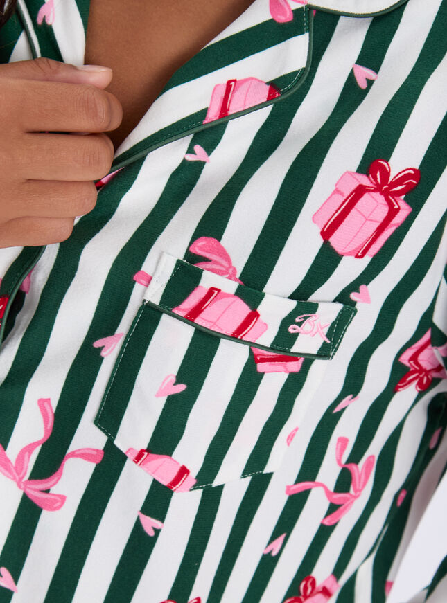 Present stripe fleece pyjamas in a bag