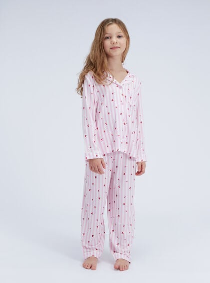 Kids' cherry striped modal pyjama set
