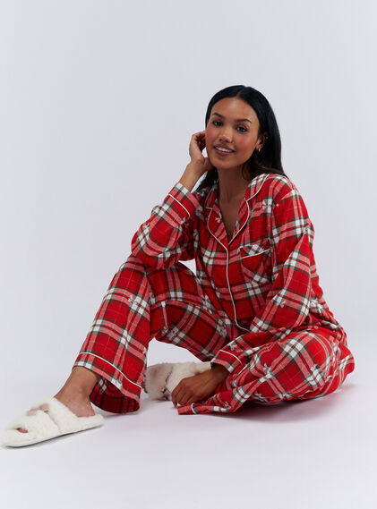 Bow check cotton pyjamas in a bag