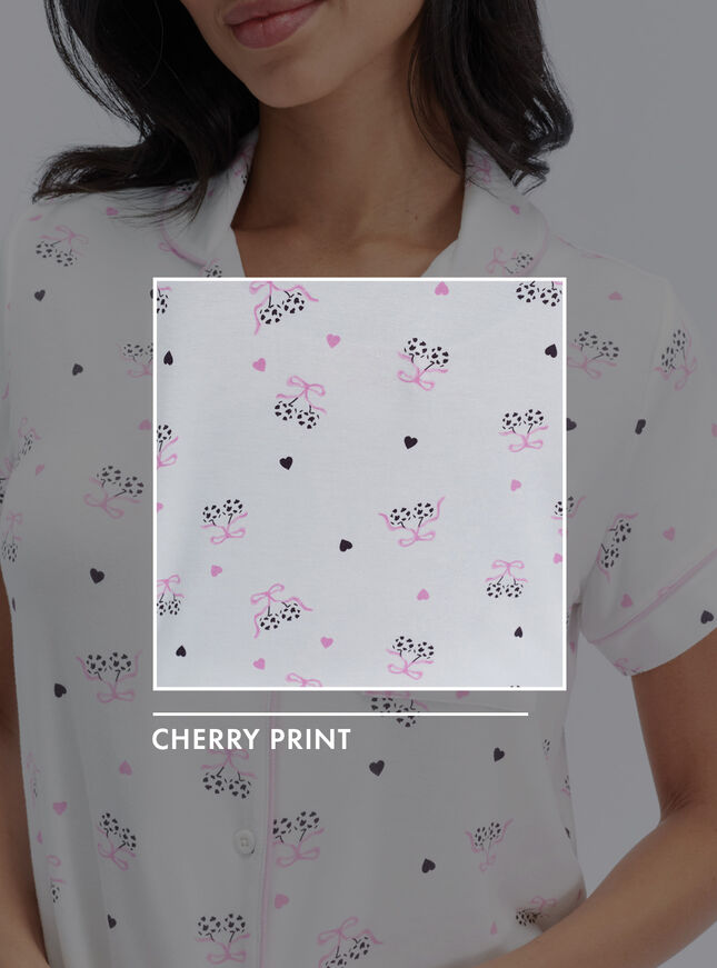 Polka dot cherry modal pyjama set